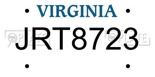 JRT8723 Virginia License Plate