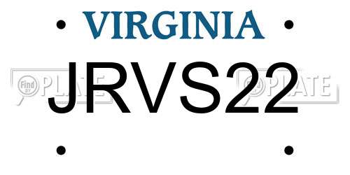JRVS22 Virginia License Plate