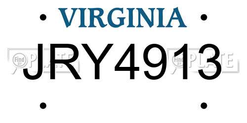 JRY4913 Virginia License Plate