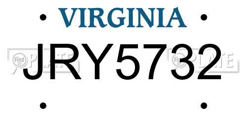 JRY5732 Virginia License Plate
