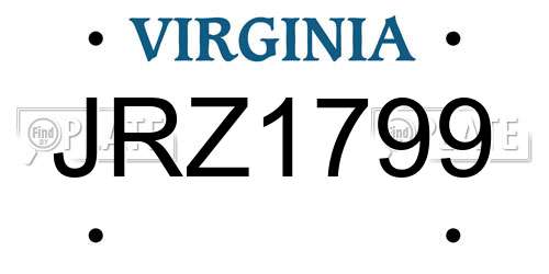 JRZ1799 Virginia License Plate
