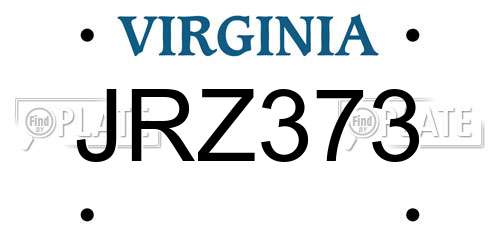JRZ373 Virginia License Plate
