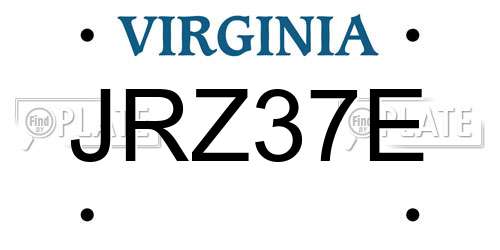 JRZ37E Virginia License Plate