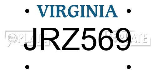 JRZ569 Virginia License Plate