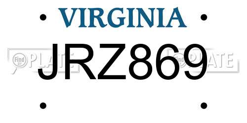 JRZ869 Virginia License Plate