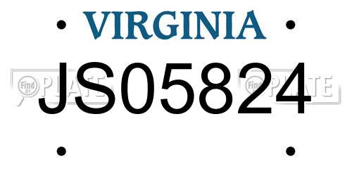JS05824 Virginia License Plate