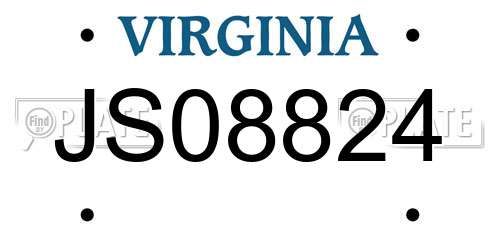 JS08824 Virginia License Plate