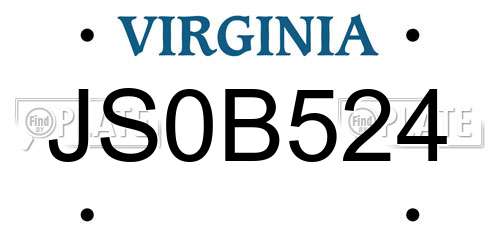 JS0B524 Virginia License Plate