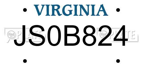 JS0B824 Virginia License Plate