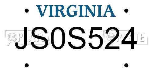 JS0S524 Virginia License Plate