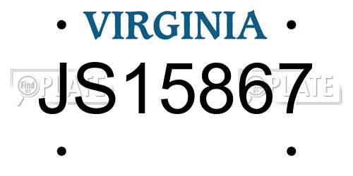 JS15867 Virginia License Plate