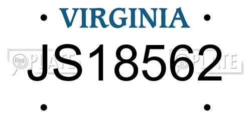 JS18562 Virginia License Plate