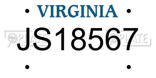 JS18567 Virginia License Plate
