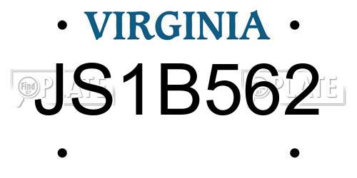 JS1B562 Virginia License Plate