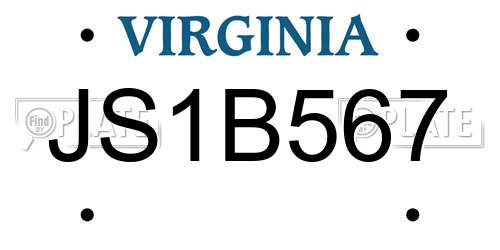JS1B567 Virginia License Plate