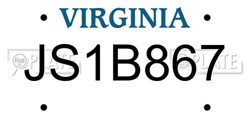JS1B867 Virginia License Plate
