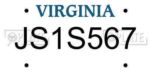 JS1S567 Virginia License Plate