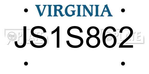JS1S862 Virginia License Plate