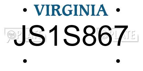 JS1S867 Virginia License Plate