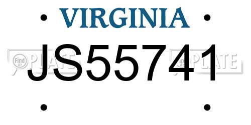 JS55741 Virginia License Plate
