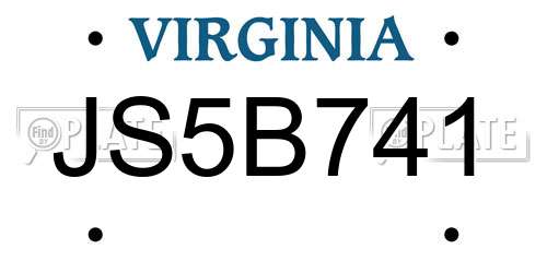JS5B741 Virginia License Plate