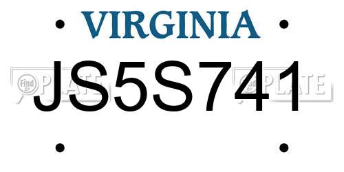 JS5S741 Virginia License Plate