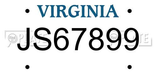 JS67899 Virginia License Plate