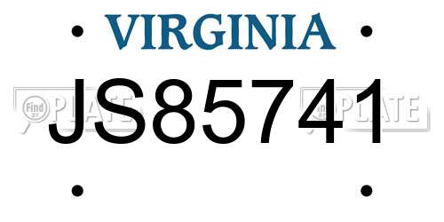 JS85741 Virginia License Plate