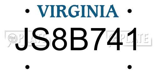 JS8B741 Virginia License Plate