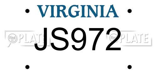 JS972 Virginia License Plate