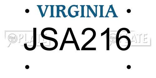 JSA216 Virginia License Plate