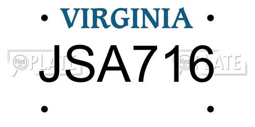 JSA716 Virginia License Plate
