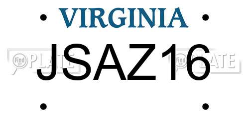 JSAZ16 Virginia License Plate