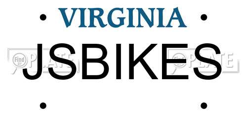 JSBIKES Virginia License Plate