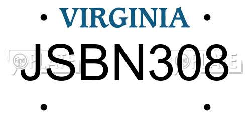 JSBN308 Virginia License Plate