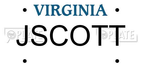 JSCOTT Virginia License Plate