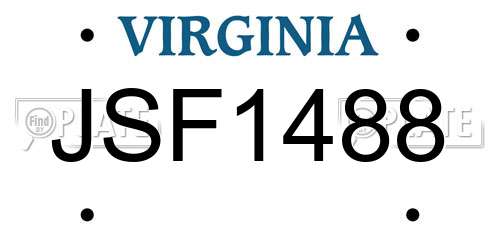 JSF1488 Virginia License Plate