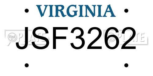 JSF3262 Virginia License Plate