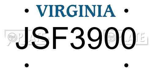 JSF3900 Virginia License Plate