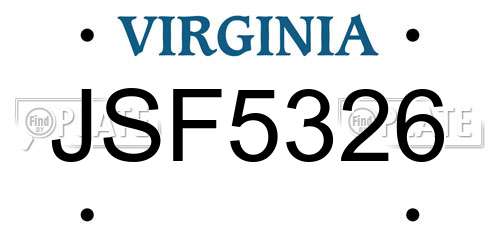 JSF5326 Virginia License Plate