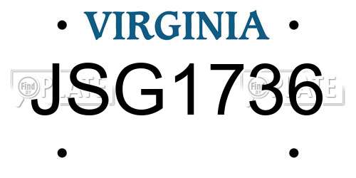 JSG1736 Virginia License Plate