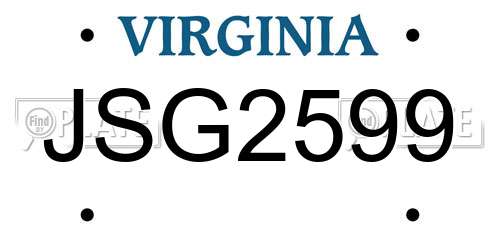 JSG2599 Virginia License Plate