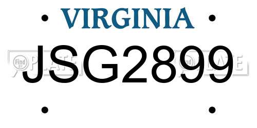 JSG2899 Virginia License Plate