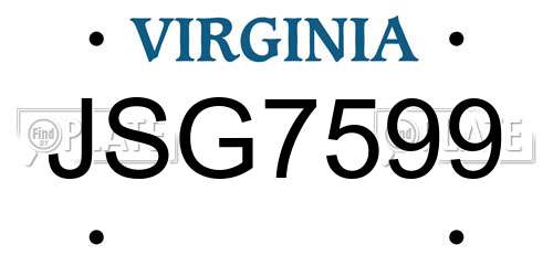 JSG7599 Virginia License Plate