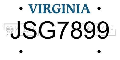 JSG7899 Virginia License Plate