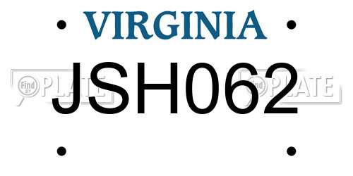 JSH062 Virginia License Plate