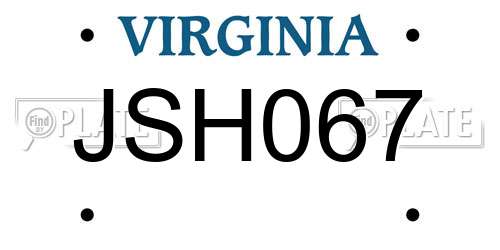JSH067 Virginia License Plate