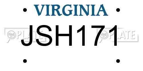 JSH171 Virginia License Plate
