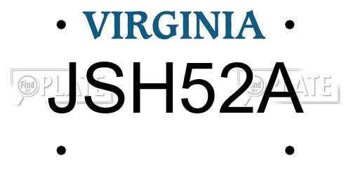 JSH52A Virginia License Plate