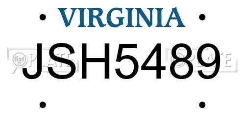 JSH5489 Virginia License Plate